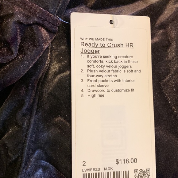 LULULEMON *NWT* - Ready to Crush High Rise Velour Jogger - Picture 3 of 6